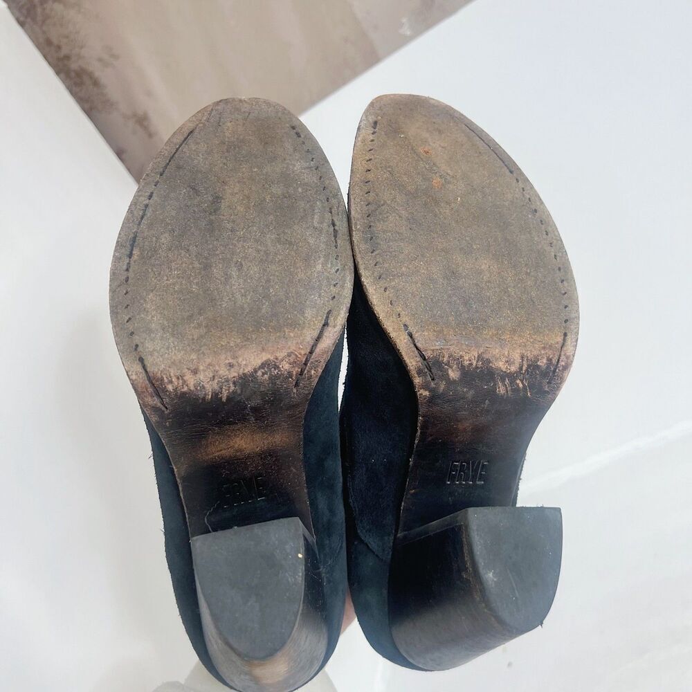 Frye Ilana Shootie Black Suede Bootie Ankle Boot Western Boho Size 10 - Picture 9 of 13